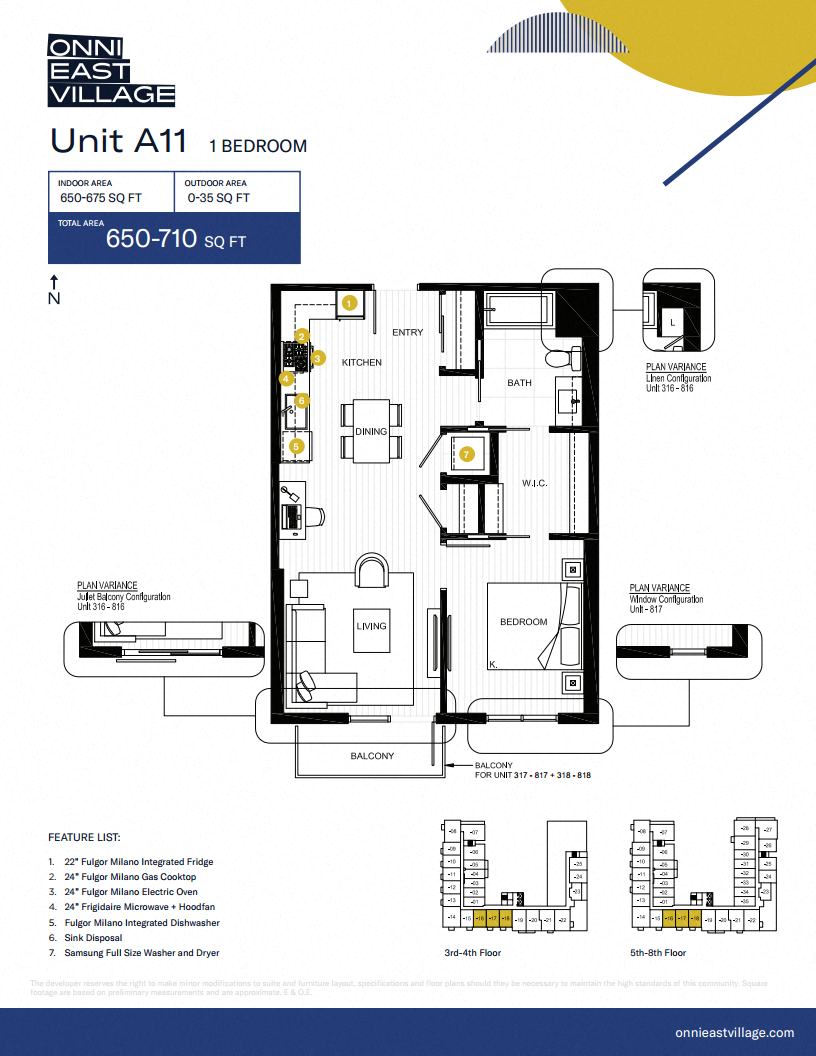 Floor plan for 1 bed, 1 bath, 650 sqft